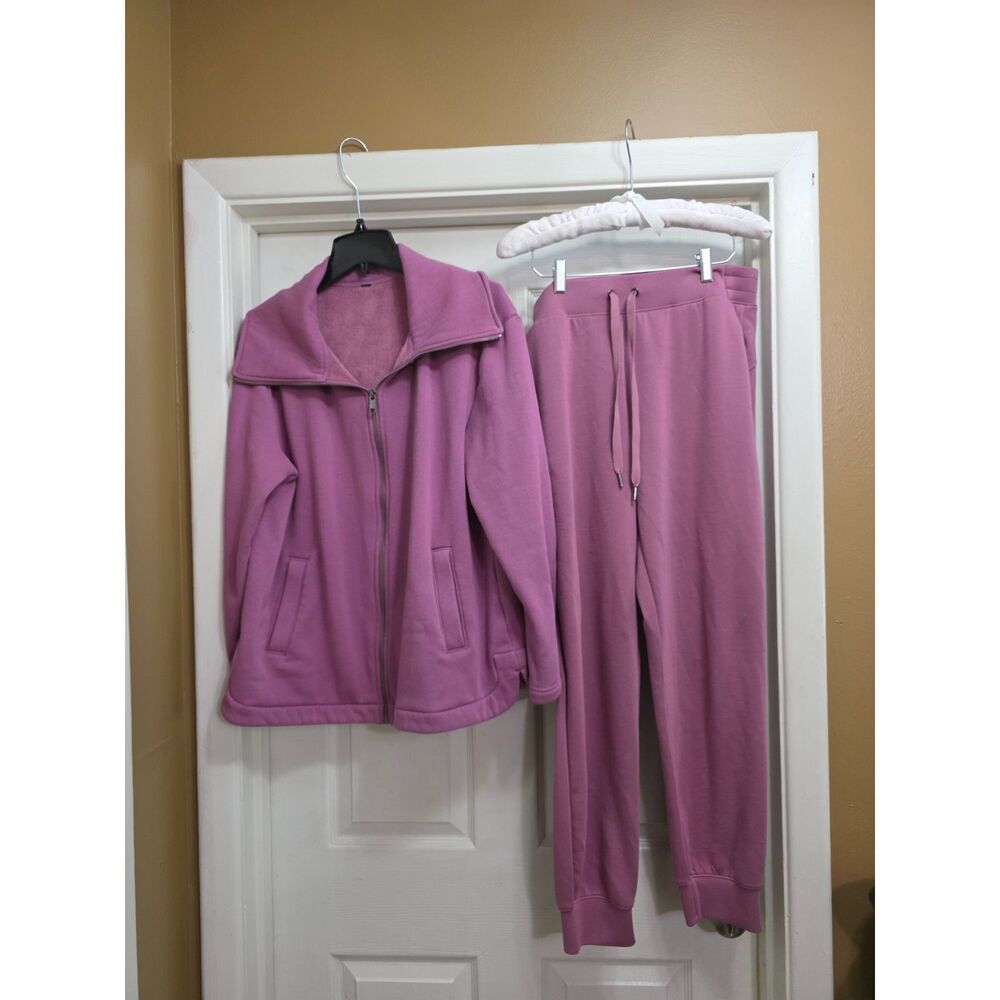 Skechers Cozy Luxe Jogger Set Pink Zip Jacket Lounge Set